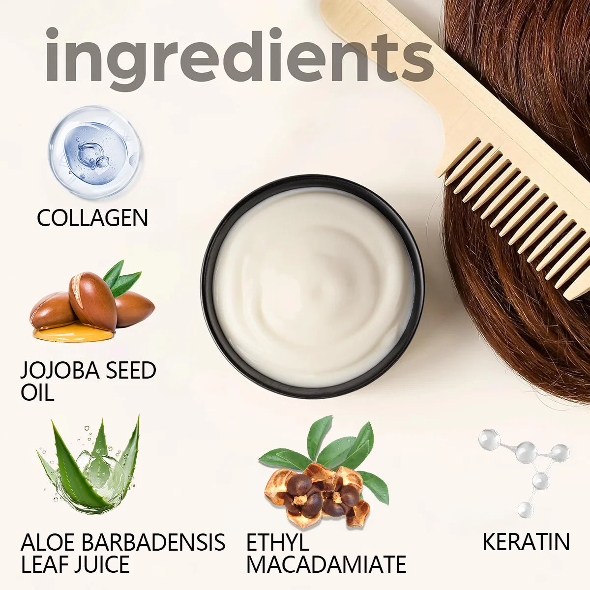 Masque capillaire à l'huile d'argan et à l'aloe vera : soin hydratant double action, contrôle  du sébum, douceur, brillance, réparation des cheveux abîmés et revitalisants.